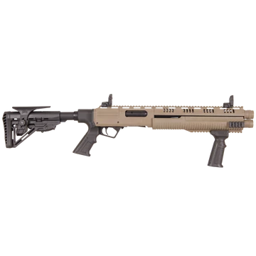 Hunt Group MH12 pumpás duplacsövű 12/76 43cm, 12-es tár, TAN