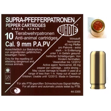 9mm PA PV-Supra Pepper gáztöltény 120mg Wadie