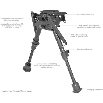 Bipod 15-23 cm, szíjkengyelre, fokozatos, Deben
