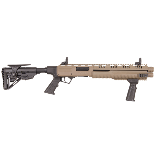 Hunt Group MH12 pumpás duplacsövű 12/76 43cm, 12-es tár, TAN