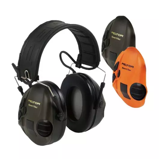 Fülvédő Peltor SportTac 3M, 26 dB, aktív, Narancs/Zöld