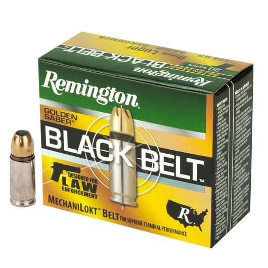 9x19 +P BBJHP Remington Golden Saber Blac Belt