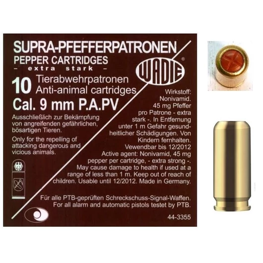 9mm PA PV-Supra Pepper gáztöltény 120mg Wadie