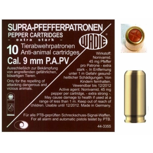 9mm PA PV-Supra Pepper gáztöltény 120mg Wadie
